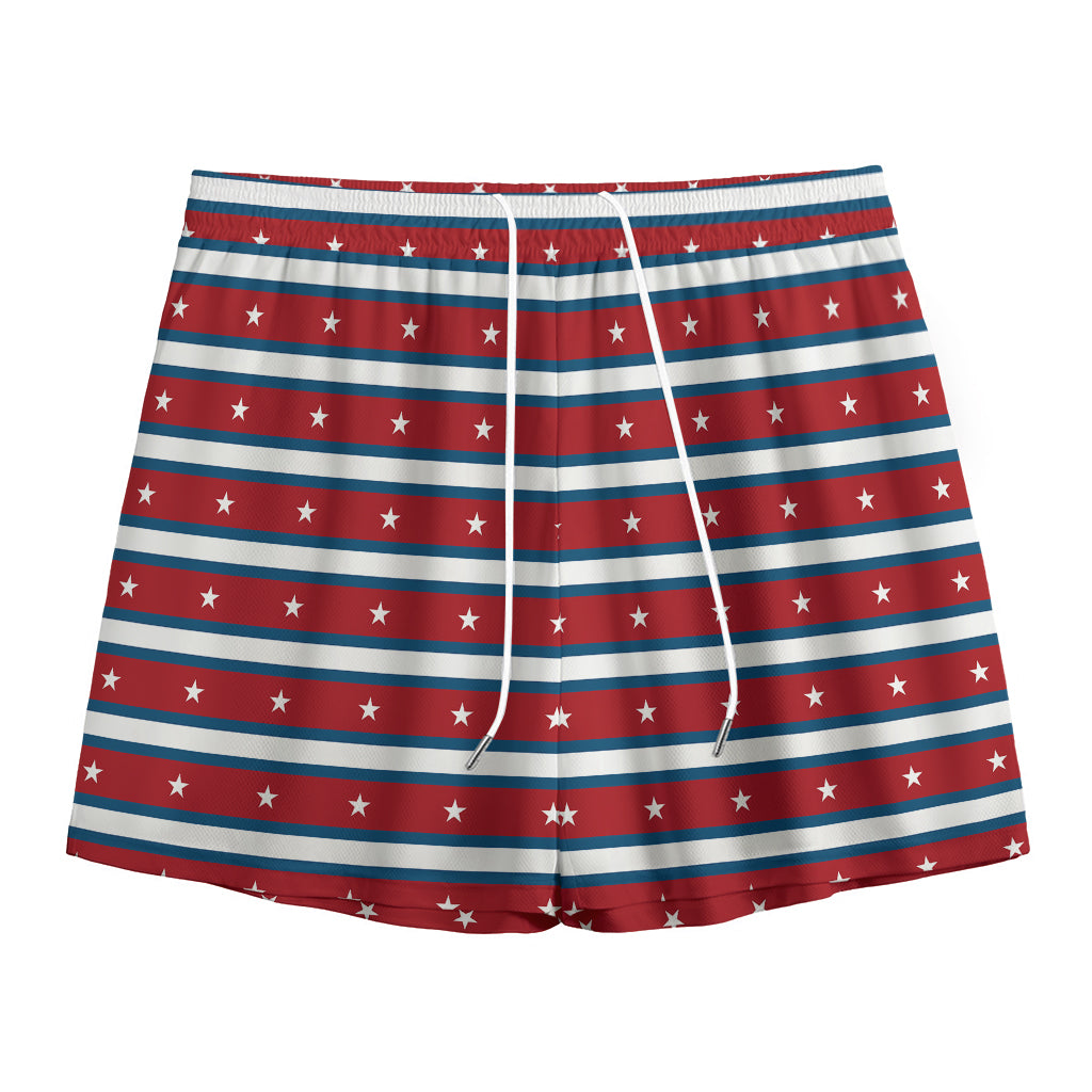 USA Striped Pattern Print Mesh Shorts