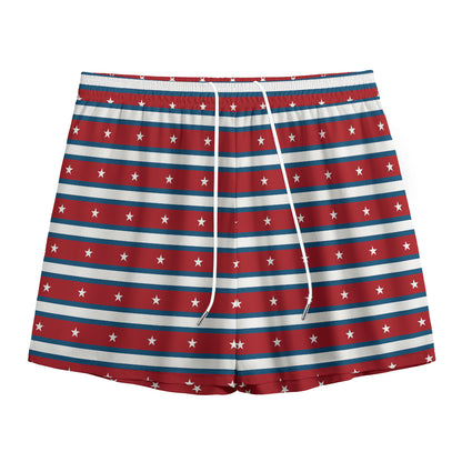 USA Striped Pattern Print Mesh Shorts