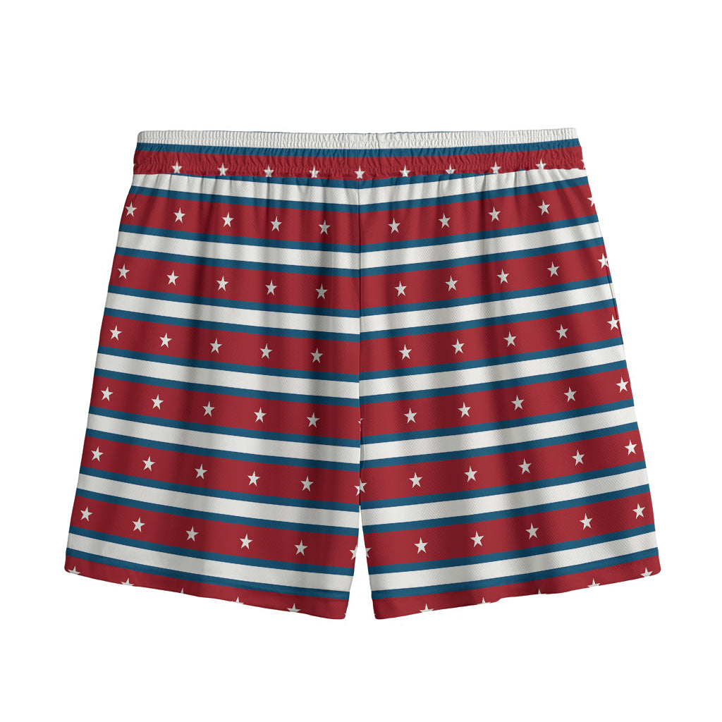 USA Striped Pattern Print Mesh Shorts