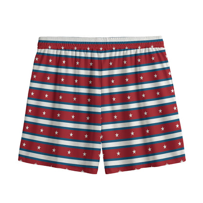 USA Striped Pattern Print Mesh Shorts