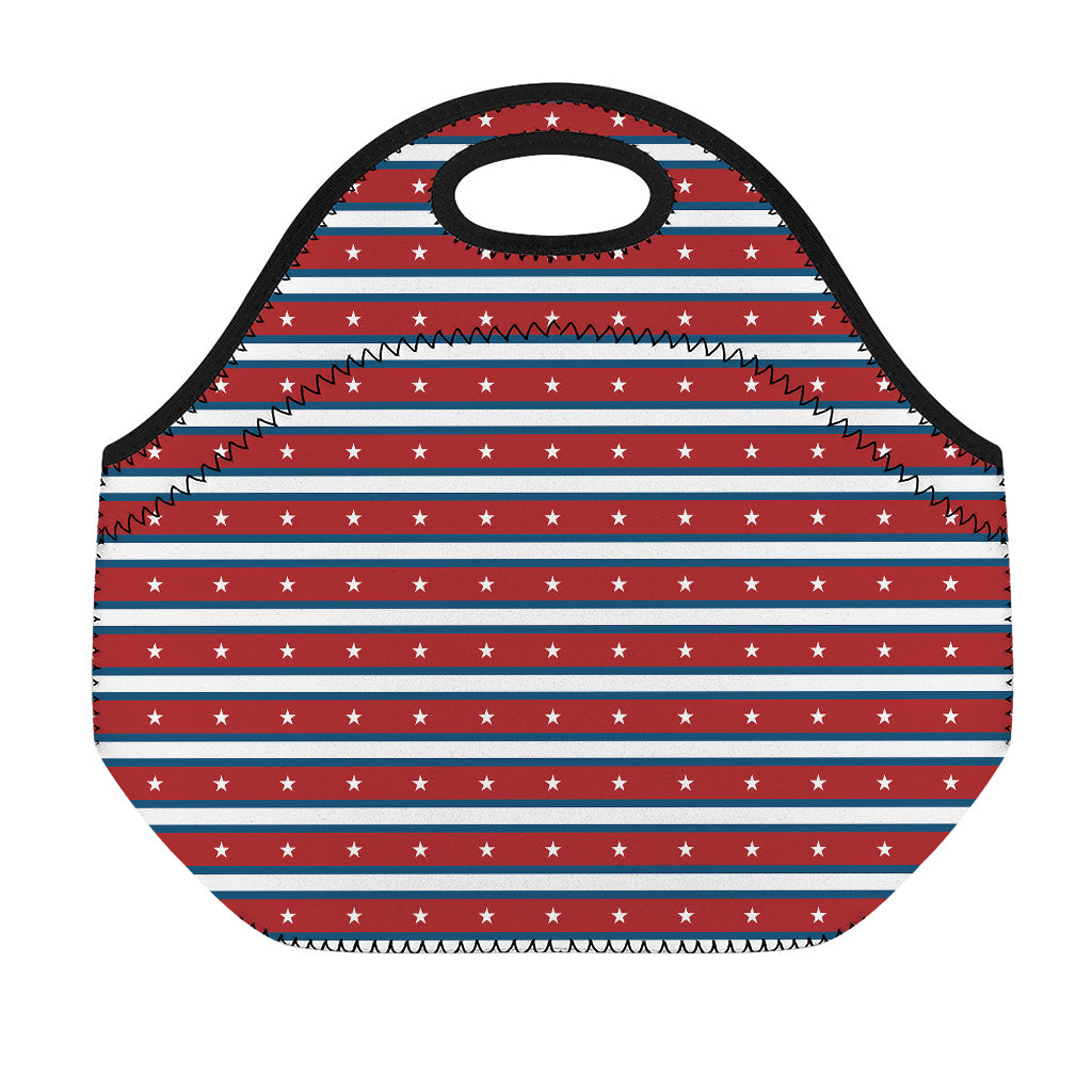 USA Striped Pattern Print Neoprene Lunch Bag