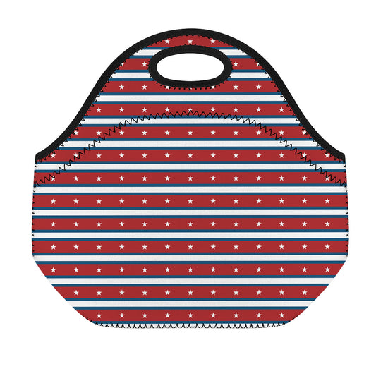 USA Striped Pattern Print Neoprene Lunch Bag