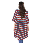 USA Striped Pattern Print Open Front Beach Cover Up