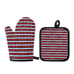 USA Striped Pattern Print Oven Mitt And Pot Holder Set