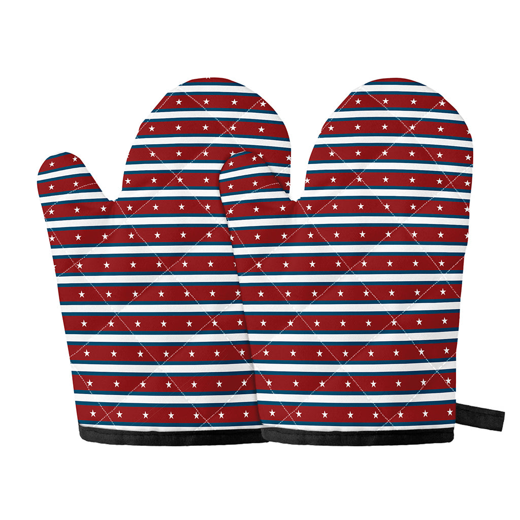 USA Striped Pattern Print Oven Mitts