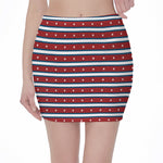 USA Striped Pattern Print Pencil Mini Skirt