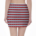 USA Striped Pattern Print Pencil Mini Skirt