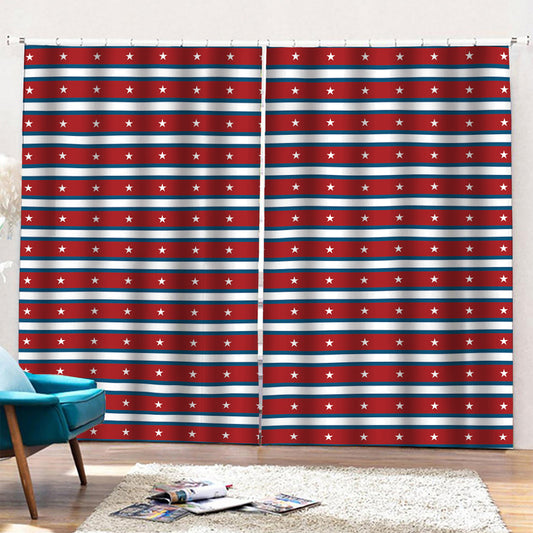 USA Striped Pattern Print Pencil Pleat Curtains