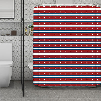 USA Striped Pattern Print Polyester Shower Curtain