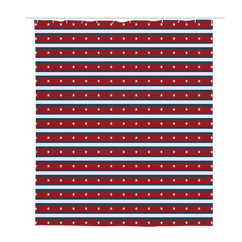 USA Striped Pattern Print Polyester Shower Curtain