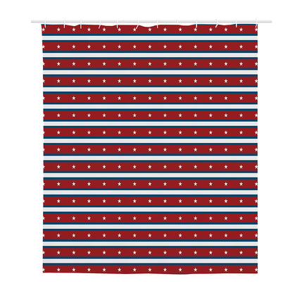 USA Striped Pattern Print Polyester Shower Curtain
