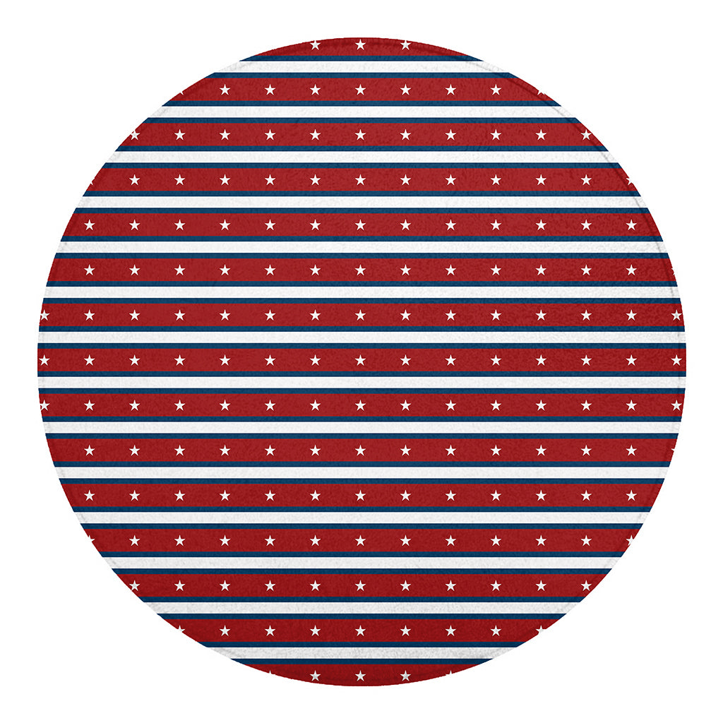 USA Striped Pattern Print Round Blanket