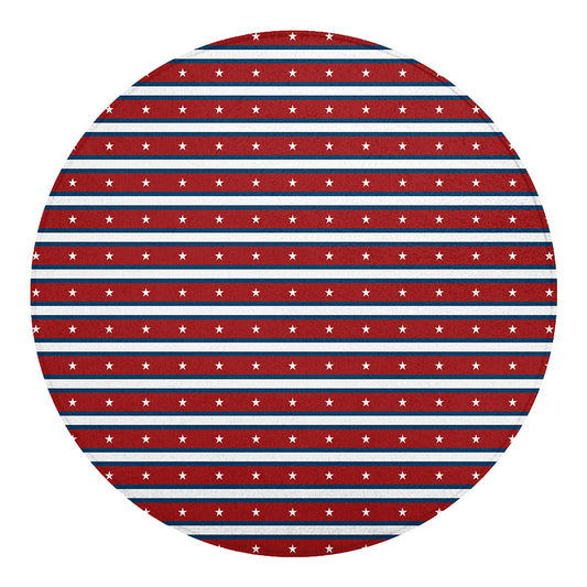 USA Striped Pattern Print Round Blanket