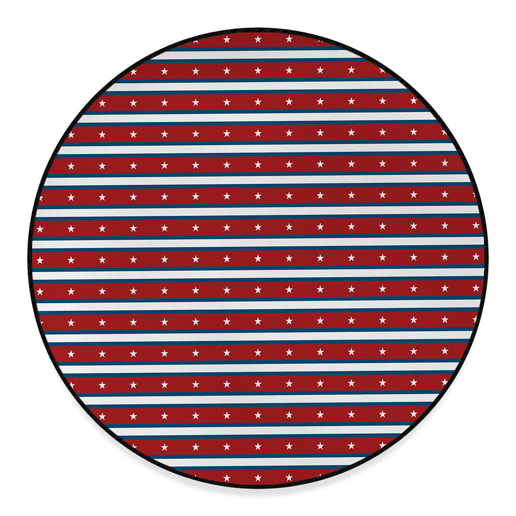 USA Striped Pattern Print Round Floor Mat