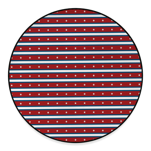 USA Striped Pattern Print Round Floor Mat