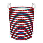 USA Striped Pattern Print Round Laundry Basket