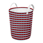 USA Striped Pattern Print Round Laundry Basket
