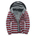 USA Striped Pattern Print Sherpa Lined Zip Up Hoodie