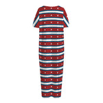USA Striped Pattern Print Short Sleeve Long Nightdress