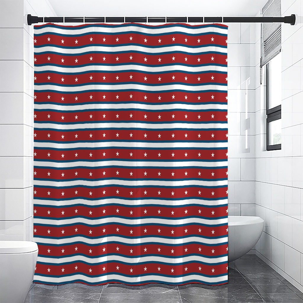 USA Striped Pattern Print Shower Curtain