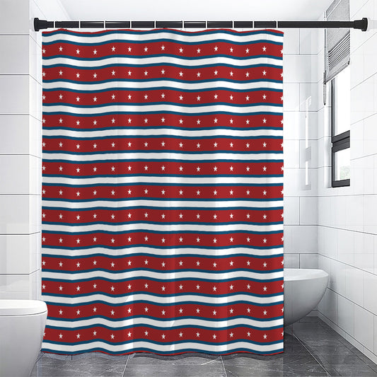 USA Striped Pattern Print Shower Curtain