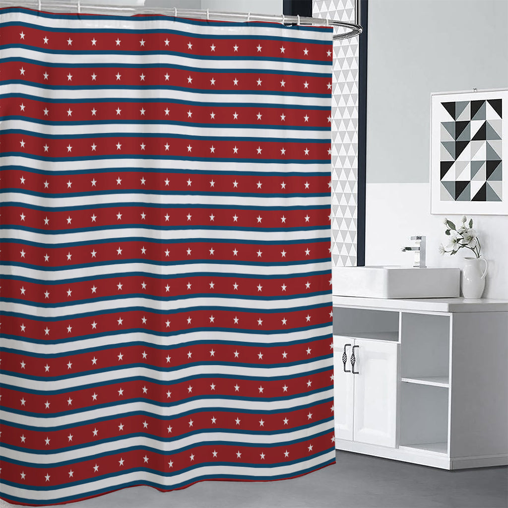 USA Striped Pattern Print Shower Curtain