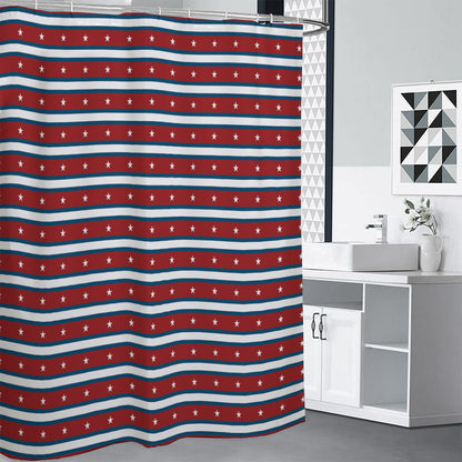 USA Striped Pattern Print Shower Curtain