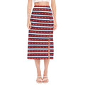 USA Striped Pattern Print Side Slit Midi Skirt