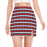 USA Striped Pattern Print Side Slit Mini Skirt