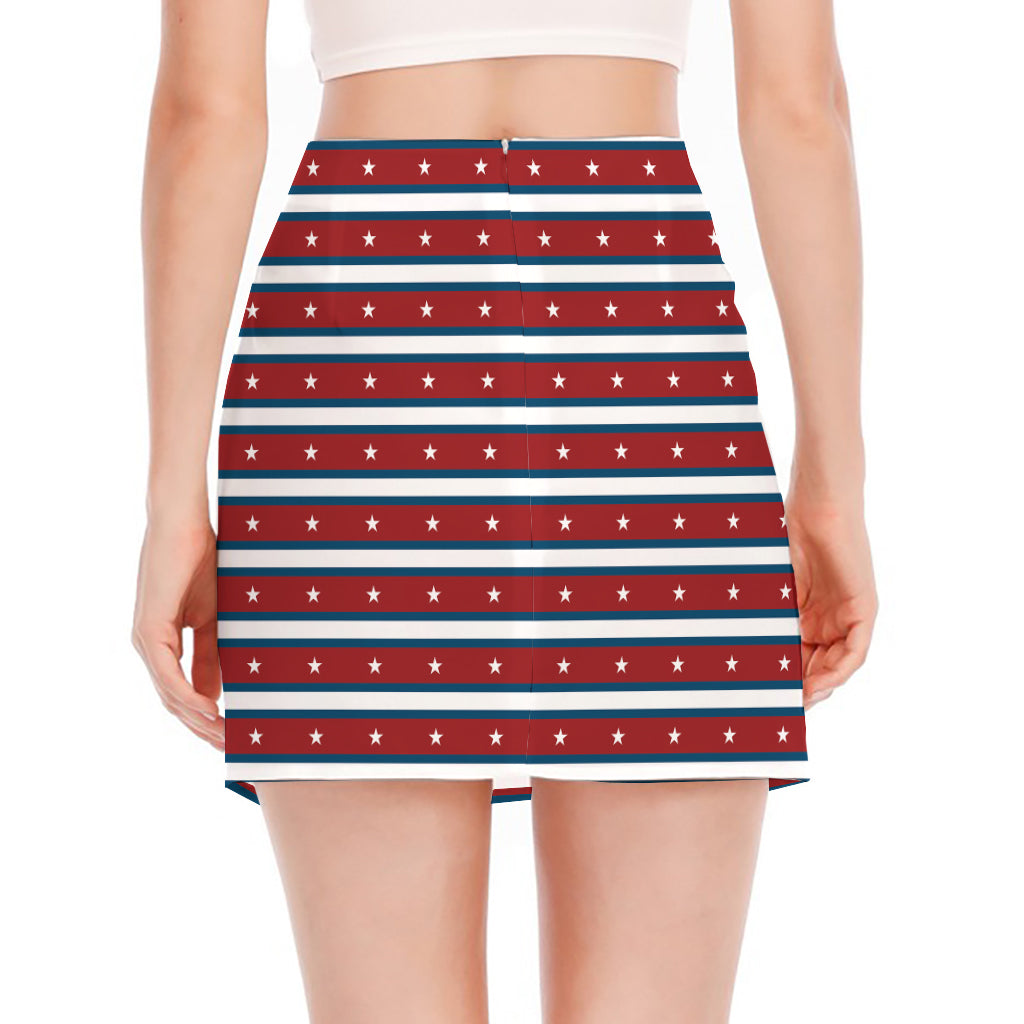 USA Striped Pattern Print Side Slit Mini Skirt