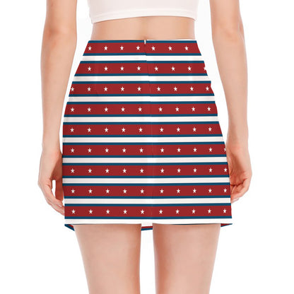 USA Striped Pattern Print Side Slit Mini Skirt