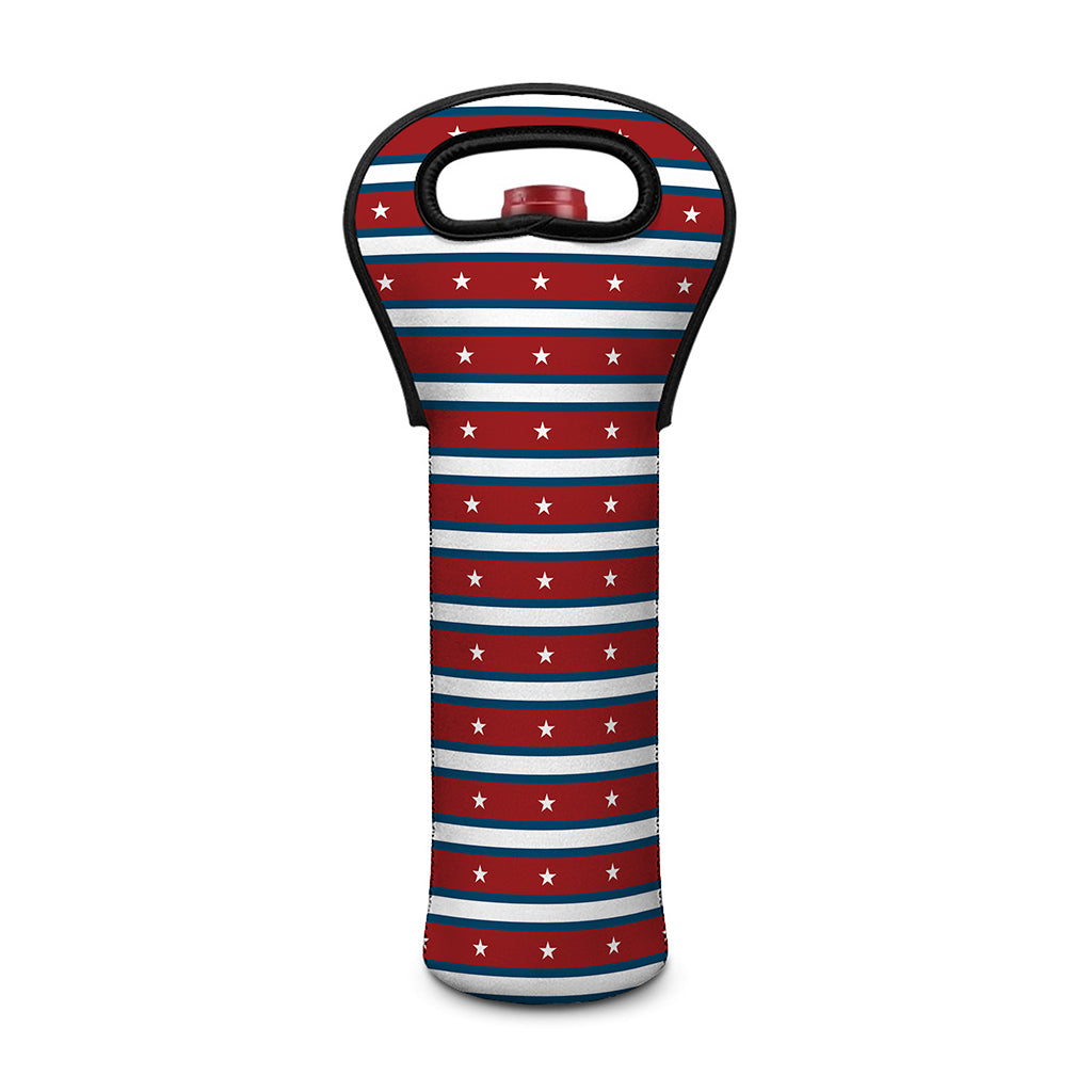 USA Striped Pattern Print Single Neoprene Wine Tote