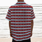 USA Striped Pattern Print Textured Short Sleeve Shirt