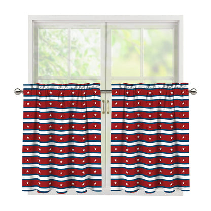 USA Striped Pattern Print Tier Curtains