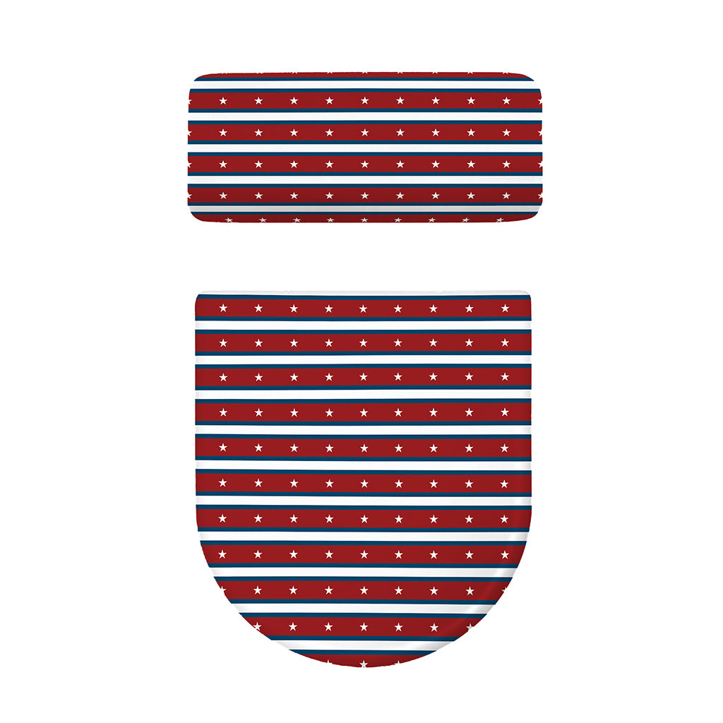 USA Striped Pattern Print Toilet Lid And Tank Cover Set