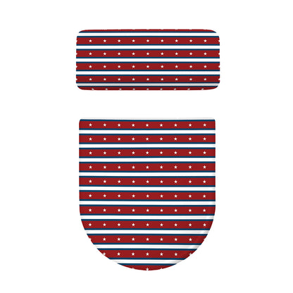USA Striped Pattern Print Toilet Lid And Tank Cover Set