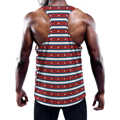 USA Striped Pattern Print Training Tank Top