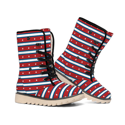USA Striped Pattern Print Winter Boots