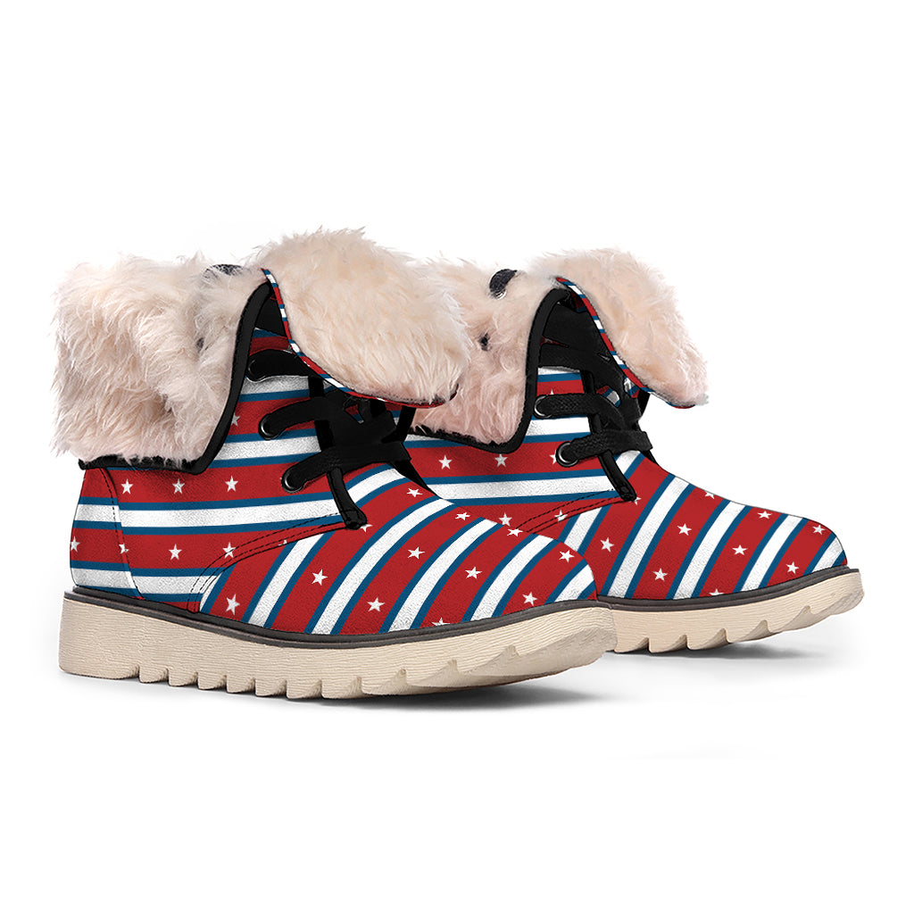 USA Striped Pattern Print Winter Boots