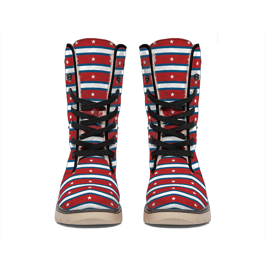USA Striped Pattern Print Winter Boots