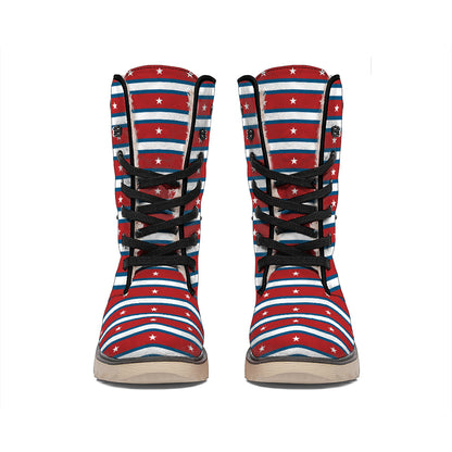 USA Striped Pattern Print Winter Boots
