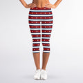 USA Striped Pattern Print Women's Capri Leggings