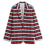 USA Striped Pattern Print Women's Cotton Blazer
