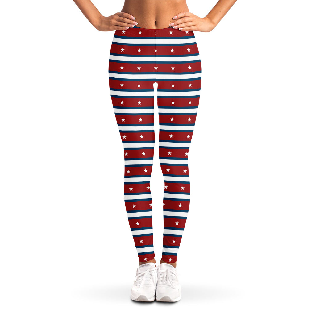 USA Striped Pattern Print Women's Leggings