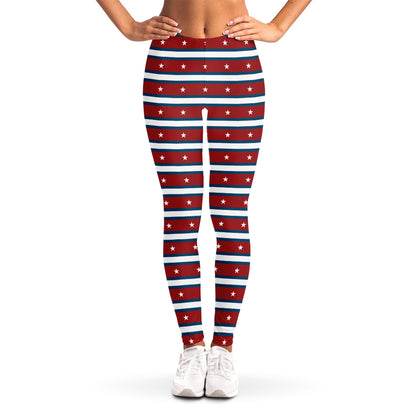 USA Striped Pattern Print Women's Leggings