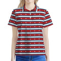 USA Striped Pattern Print Women's Polo Shirt