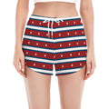 USA Striped Pattern Print Women's Split Running Shorts