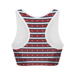 USA Striped Pattern Print Women's Sports Bra