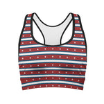 USA Striped Pattern Print Women's Sports Bra