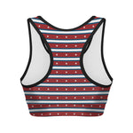 USA Striped Pattern Print Women's Sports Bra